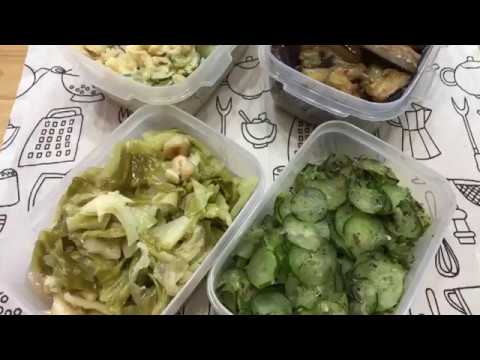 【作り置き常備菜】ポテトサラダ・胡瓜とおかかのゆかり和え・キャベツと油揚げの中華蒸し・茄子の胡麻酢炒め
