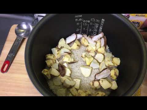 男の料理　栗とタコの炊き込みご飯