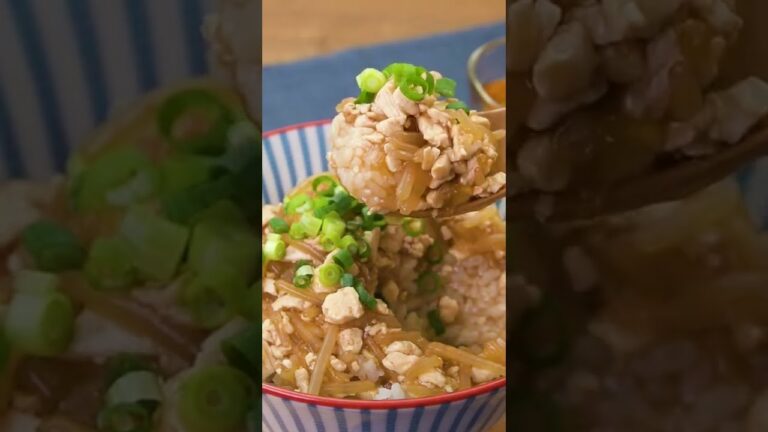 【節約どんぶり】もやしと豆腐のあんかけそぼろ丼の作り方 #Shorts