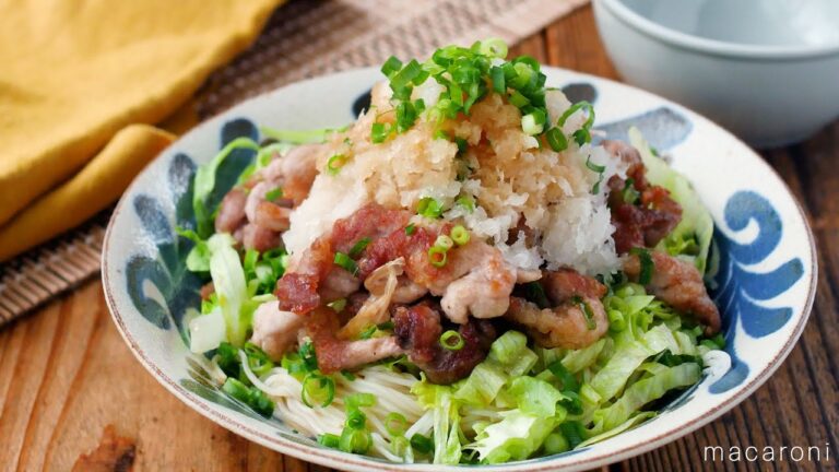 【カリカリ豚のそうめんサラダ】おろしポン酢でさっぱり♪そうめん消費にもおすすめ✨