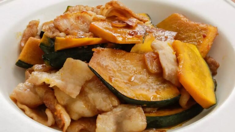 かぼちゃと豚肉のピリ辛炒め