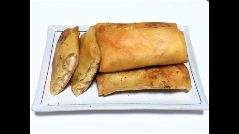 【ポテサラのリメイク】【揚げ焼き】ポテサラ春巻き。ポテサラは春巻きの皮に包んで揚げると、子供が喜ぶおかずに変身します。