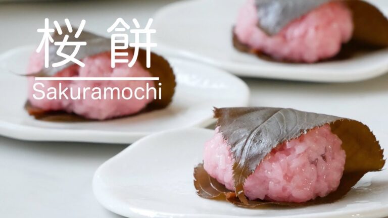 （季節のお菓子）もっちり美味しい【桜もちの作り方】How to make cherry blossom rice cake（English subtitle)