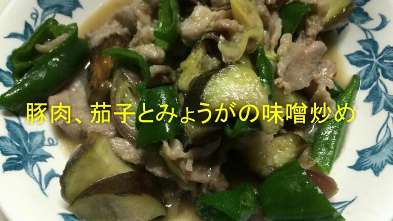 豚肉、茄子、ミョウガの味噌炒めを作りました。