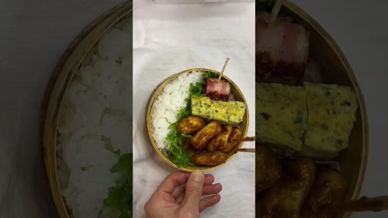 3月2日(木)の旦那弁当/＊鶏胸肉のカレー照り焼き＊青海苔入りだし巻き卵＊長ネギのベーコン巻き＊スナップエンドウのゆず胡椒ツナ昆布マヨ和え＊サラダ＊いちご🍓