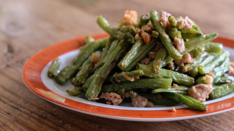 やみつきインゲンひき肉炒め「乾煸四季豆」Fried green beans