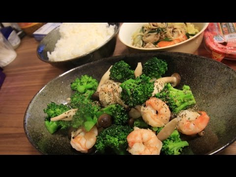 家飯　ブロッコリーとエビの塩ガーリック炒め