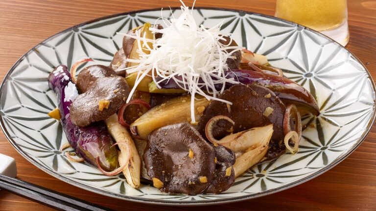 霜降りひらたけとなすの山椒炒め