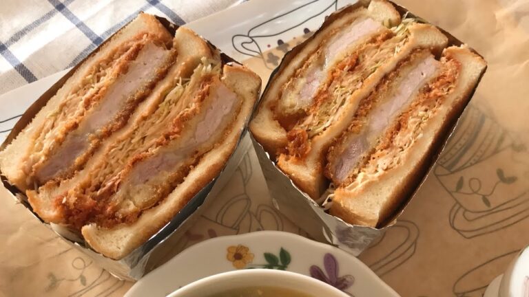 ASMR/我が家の朝食/分厚いカツサンド/たまご豆苗スープ/休日の朝昼ご飯/