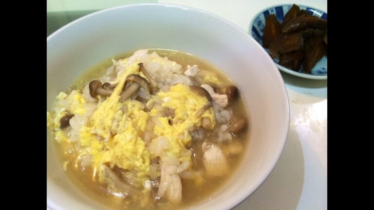 【1分クッキング】きのこ鶏雑炊【胃に優しいよ♪】