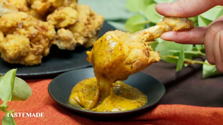 【ハニーマスタードソースで】カリカリチューリップチキン