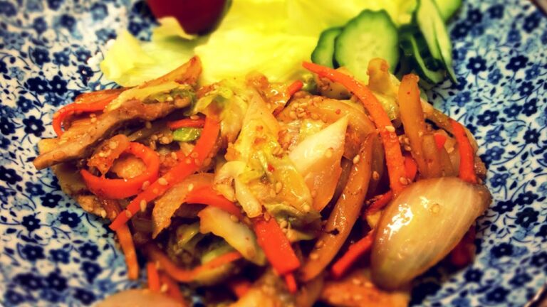 豚バラと野菜の甘辛炒め物