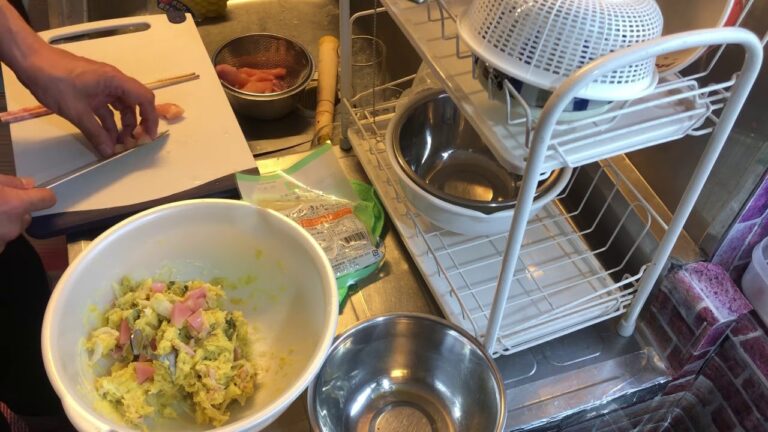 さつま芋のポテトサラダとハムカツ作りました！