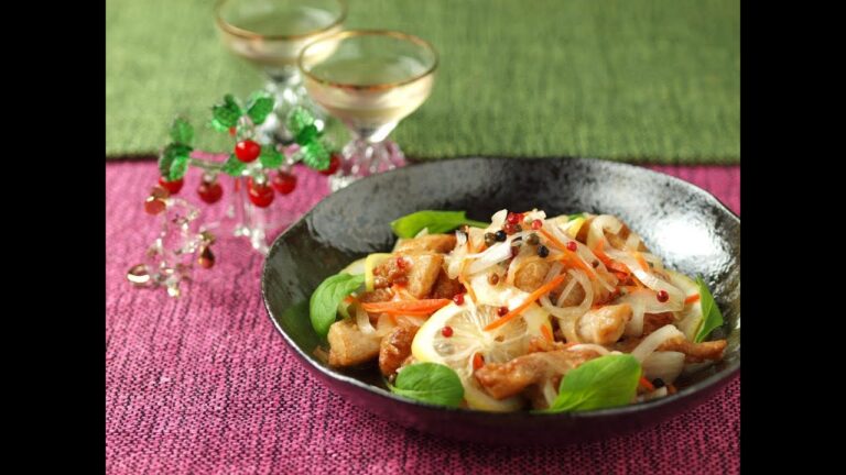 揚げ焼きチキンのカラフルペパーマリネ