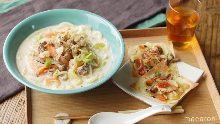 【15分で2品 かけ足レシピ】カット野菜でちゃんぽんうどん・揚げないのっけ春巻き