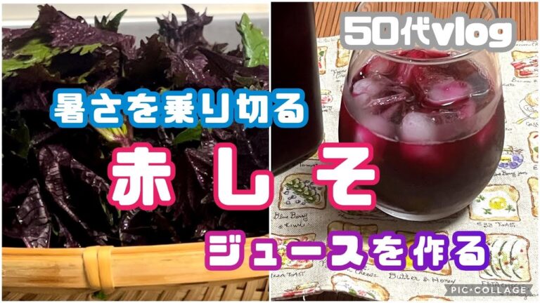 【50代vlog】赤しそジュースで夏を乗り切る/簡単冷たいお菓子も作ってご機嫌になる#50代 #vlog #赤しそジュース