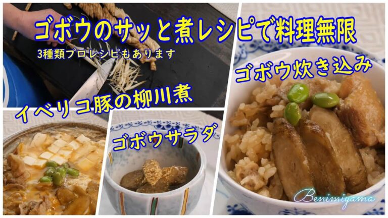 おうちでレシピ　根菜料理　体の芯から温める　ゴボウ　おうちでアレンジ料理レシピ　日本料理のプロが説明します　お弁当に　加える　和える　炒める　添える　揚げる