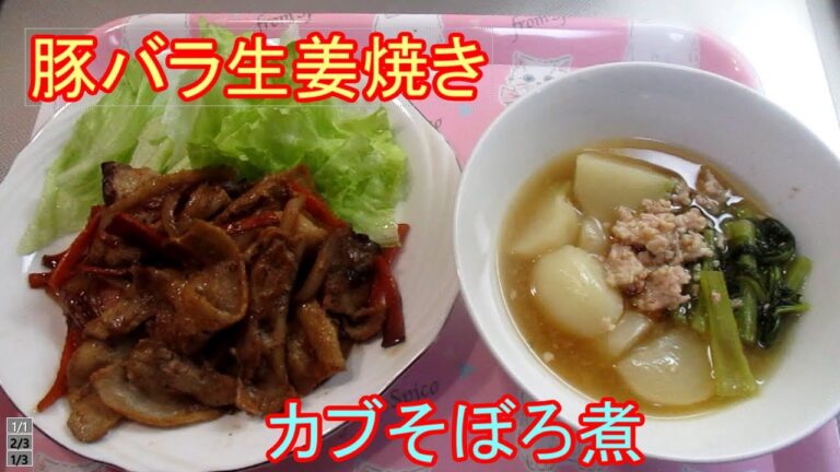 【かぶのそぼろ煮、生姜焼き】
