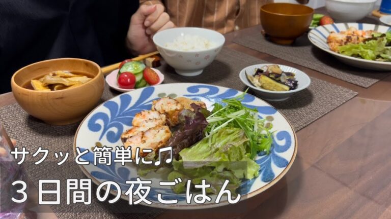 簡単ヘルシー！ノンフライヤーで時短夜ごはん作り🍚エビカツ/ナスの揚げ浸し/ジューシー唐揚げ/タコライス/パリパリチーズ/カブのマリネ