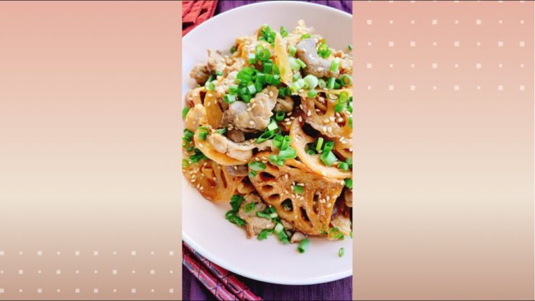 ボリューム満点【豚肉とれんこんのきんぴら】Pork and lotus root with soy sauce