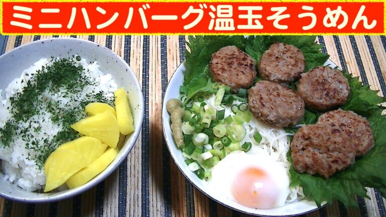 【一人deごはん】Let’s eat at home！お好み1ボウル！「ミニハンバーグ温玉そうめん」＋白飯