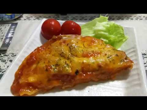 餃子の皮とレトルトミートソースでラザニア