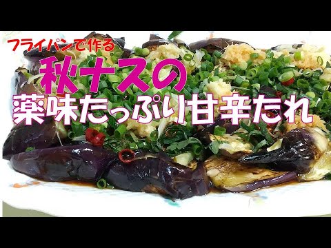 秋ナスの薬味たっぷり甘辛たれ