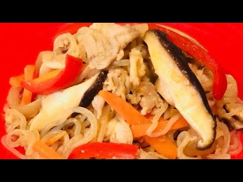 【白滝チャプチェ】フライパンを使わない！簡単ヘルシーレシピ♪ #shorts