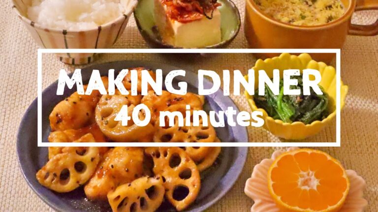 【料理】レンコンと胸肉の甘辛炒め・ほうれん草の胡麻和え