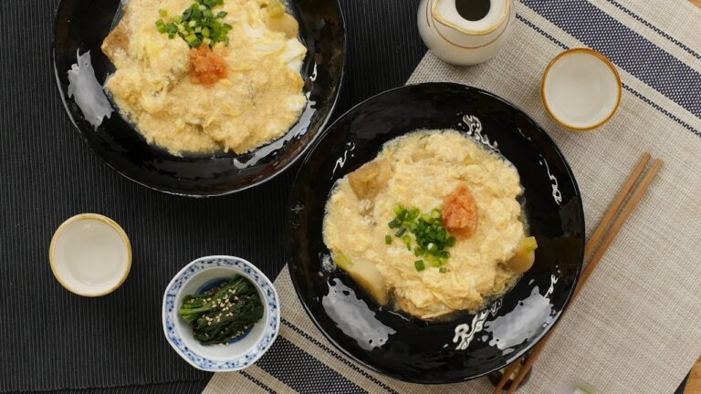 明太子入りの卵あんかけで頂く！「きつねもち」の作り方