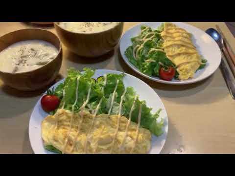 晩ごはん【54】正月太り回避！明太マヨの卵焼きと洋風雑炊