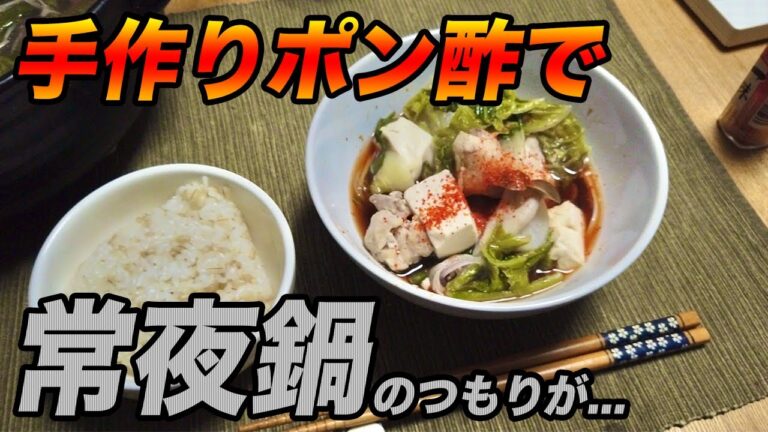【常夜鍋】手作りゆずポン酢で肉野菜たっぷり鍋を作ったら、紫色の鍋になってしまった【彼氏ごはん】