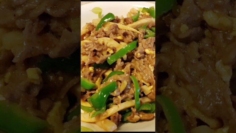 青椒肉絲チンジャオロース　筍の代わりに玉ねぎ、もやし#夕飯 #牛肉レシピ #ピーマンレシピ #中華料理 #ビールに合う