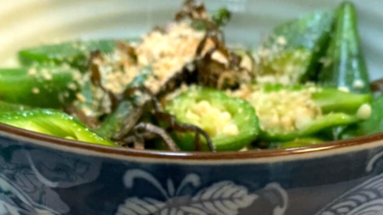 【お弁当簡単】お弁当おかず なんてこんなもん オクラ塩昆布和え すりごま入り