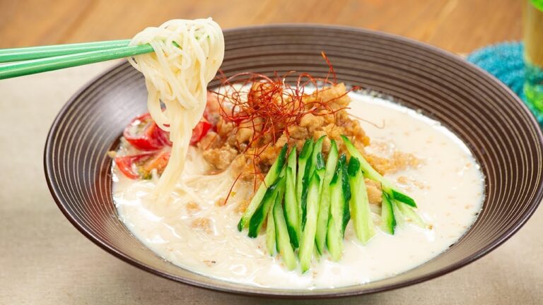 電子レンジで肉みそのせ！豆乳担々そうめん