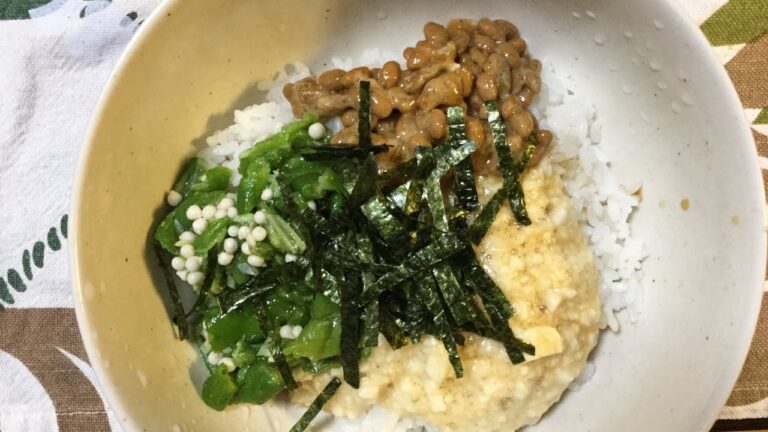 ネバネバ三色丼の作り方教えます❤️おくら、長芋、納豆が美味しい😋
