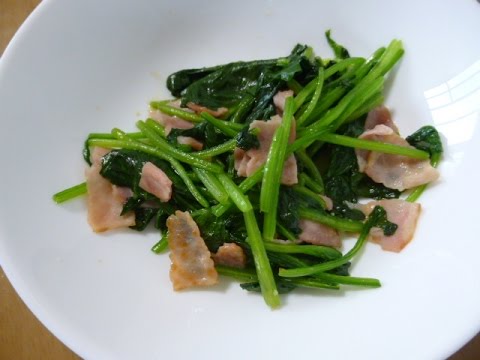 【レシピ】ほうれん草とベーコンのバター炒め♪