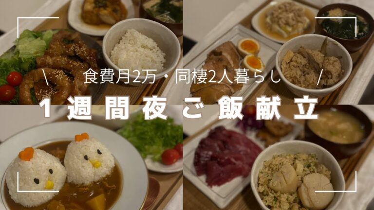 【食費月２万】同棲２人暮らし１週間の夜ご飯献立/狭いキッチンでも頑張る２４歳/彼が喜ぶ簡単レシピ