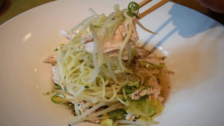 ヘルシー料理！　ささみ・もやし・キャベツの和風そば