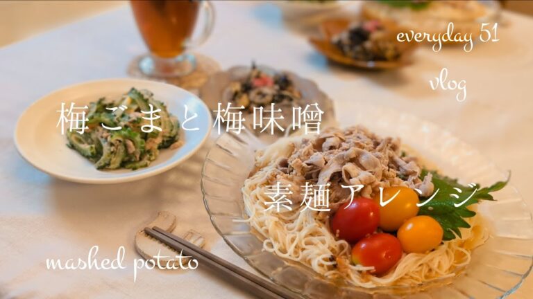 【everyday:51】梅干し消費/梅ごまと梅味噌󠄀/素麺アレンジ/50代暮らしのvlog/日常