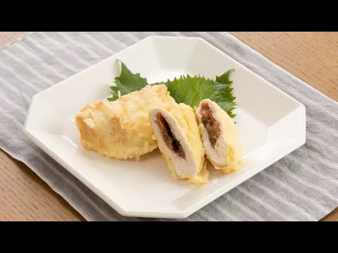 鶏ささみの梅しそはさみ揚げ