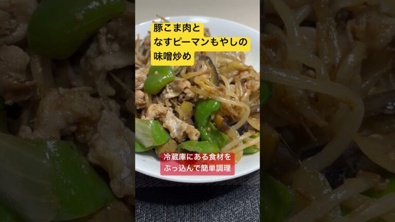豚こま肉となすピーマンもやしの味噌炒め　秋の食欲をそそる素朴な料理 #料理 #クィーンクック #毎日の夕食 #shorts