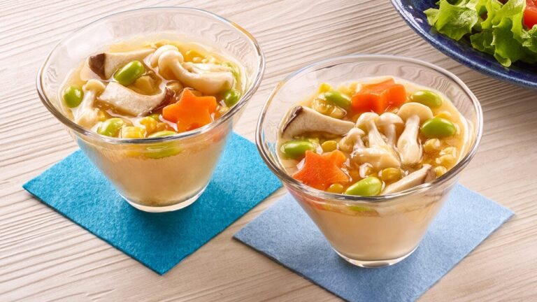 きのこととうもろこしの冷やし茶碗蒸し
