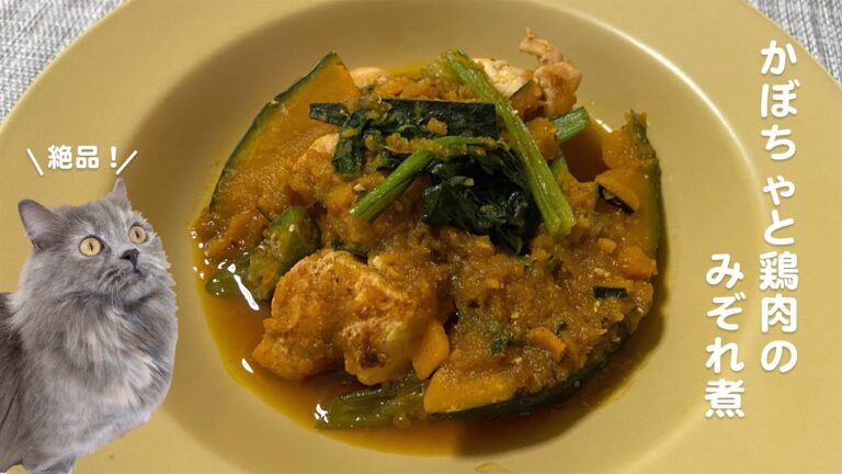 かぼちゃと鶏肉のみぞれ煮with cats
