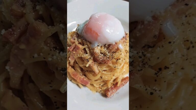 #温泉卵のカルボナーラ #カルボナーラ #深夜飯 #shorts  #飯テロ