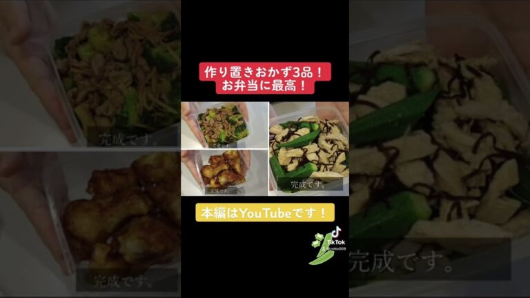 【作り置き】お弁当にぴったり！おかずレシピ3品 　【オクラとささみの塩昆布和え　豚バラとブロッコリーの生姜炒め　手羽元の甘辛焼き】