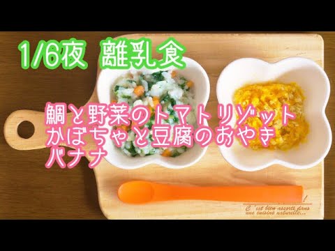 【離乳食 中期 作り方】鯛と野菜のトマトリゾット かぼちゃと豆腐のおやき りんご【生後8ヶ月】
