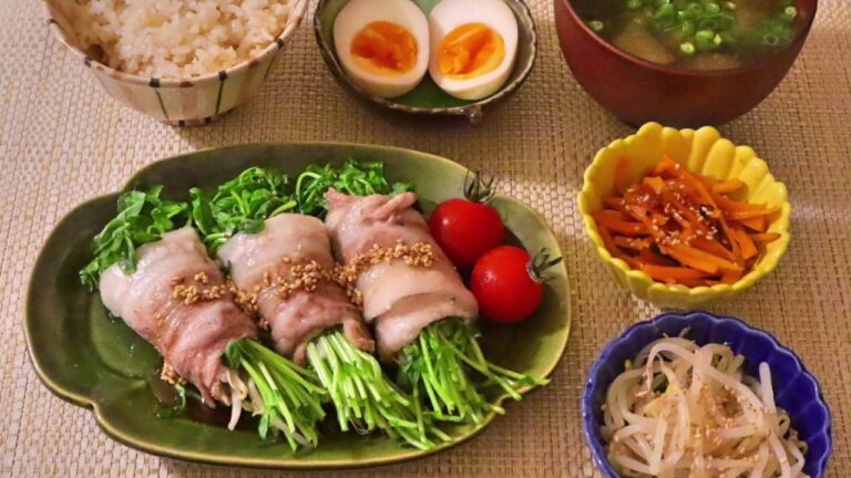 【料理】もやしと豆苗の豚巻きレンジ蒸し・もやしのナムル