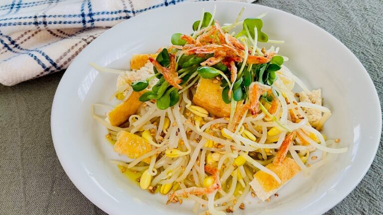 高タンパク質！子大豆もやしと油揚げのおひたしのレシピ・作り方 | Soybean Sprouts and Fried Tofu Recipe