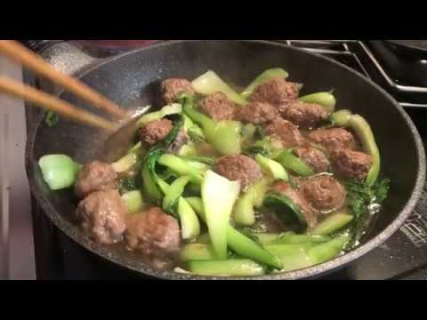 小油菜溜丸子　｜　肉団子とチンゲンサイ